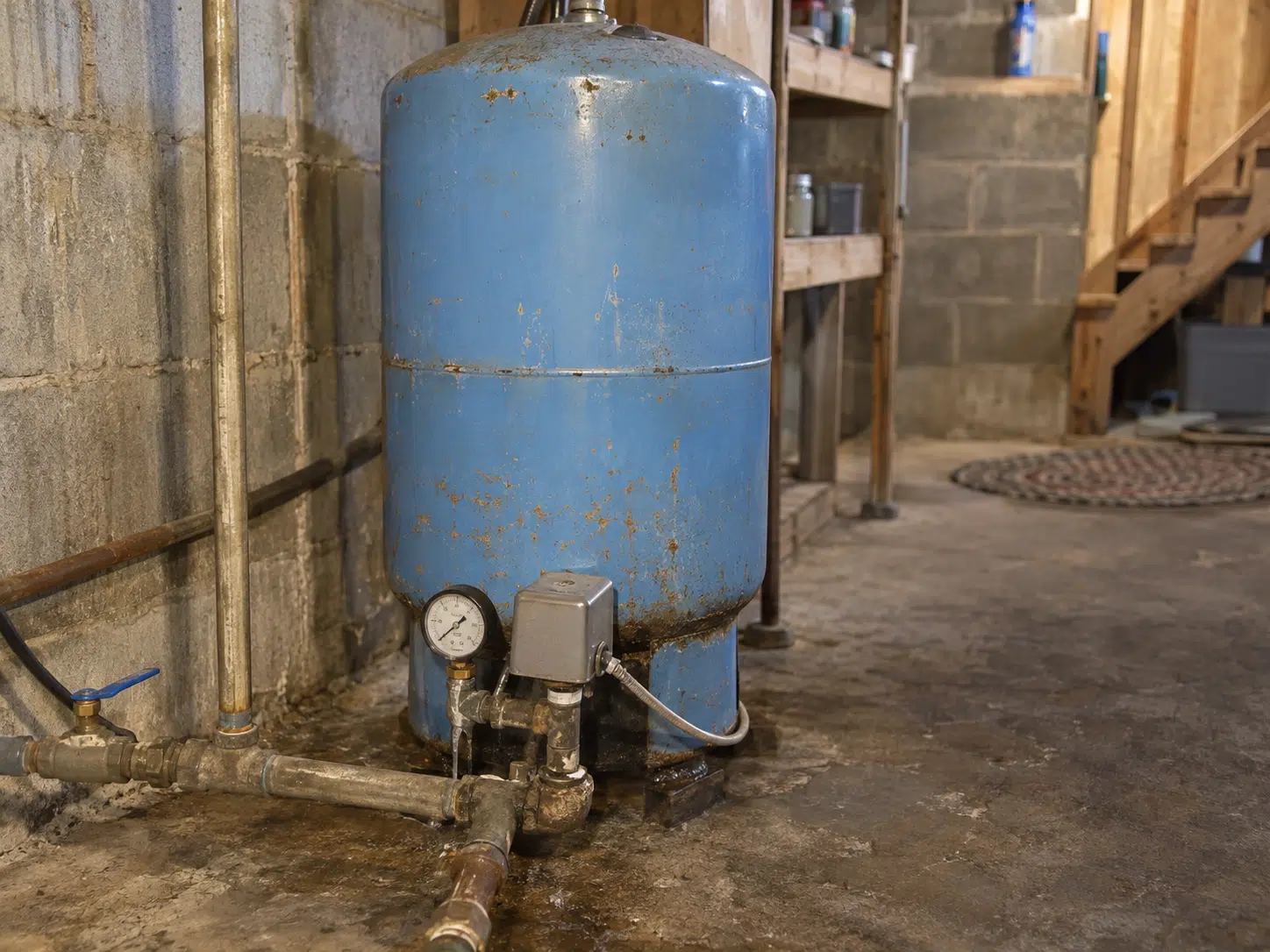 Basement Water Tank and Plumbing