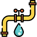 A yellow, bent pipe with a water drop below icon