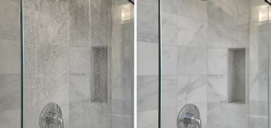 Before and After Shower Glass Cleaning