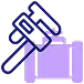 Icon of a purple briefcase with a blue hammer over it