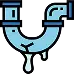 A blue drain pipe with a drip of water at the bottom icon