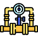 A yellow gas pipeline and blue gauge valve icon