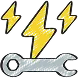 Icon of a gray wrench is depicted with three yellow lightning bolts above it