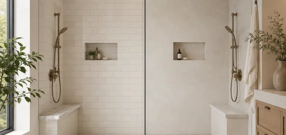 Minimally designed walk-in shower space