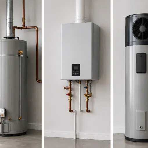 Modern water heaters in minimalist room