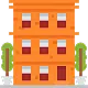 A multi-unit complex building icon