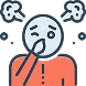 A person with a neutral face, covering their nose because of bad smell icon