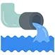 Icon of dark water or sewage flowing from a pipe, representing repeated sewage backups in drains.