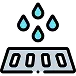 Icon of a rectangular drain grate with water droplets falling into it.