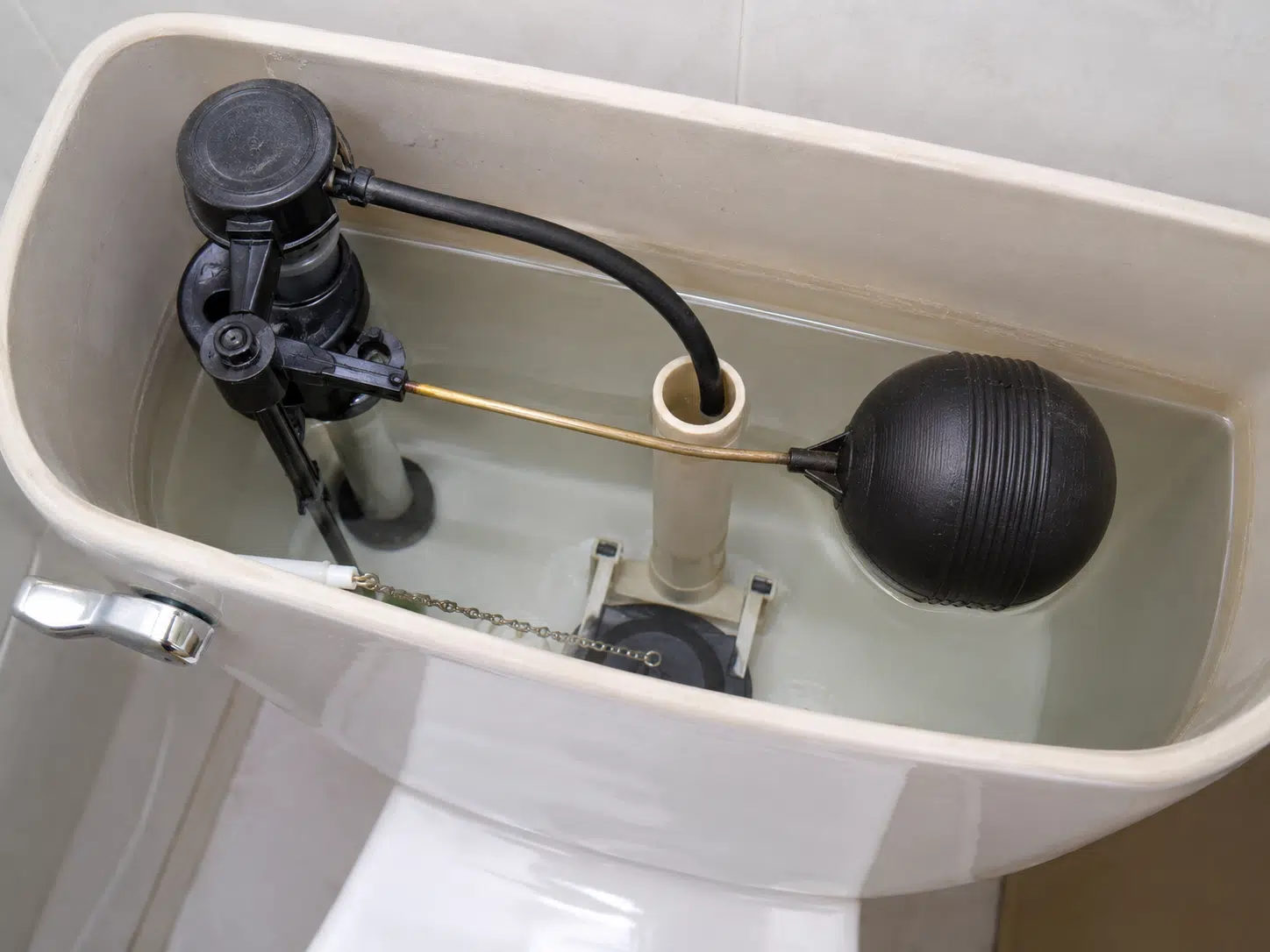 Toilet Tank Interior Components and Water Level Check