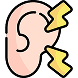 An ear with two yellow lightning bolts pointing towards it icon