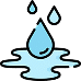 A blue water droplet with a ripple effect and two smaller drops above icon