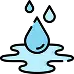 A blue water droplet with a ripple effect and two smaller drops above icon