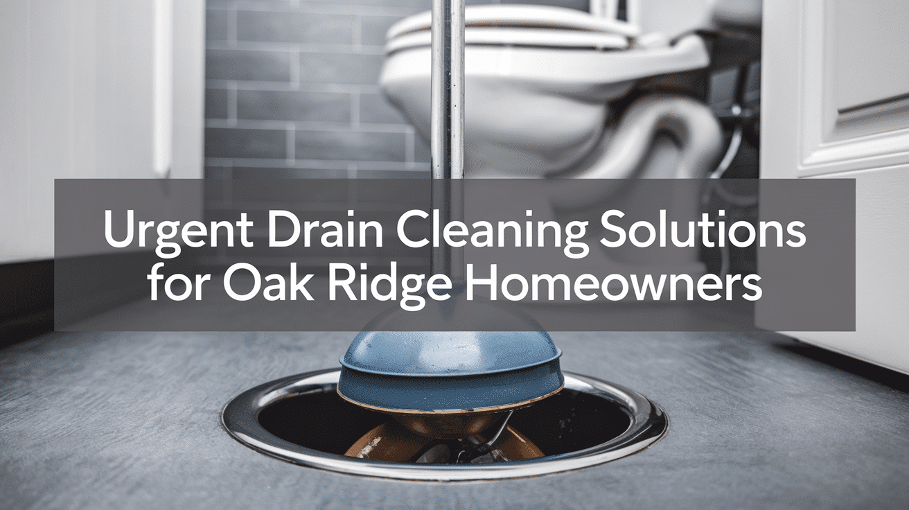 a clogged drain with a plunger stuck in the pipe