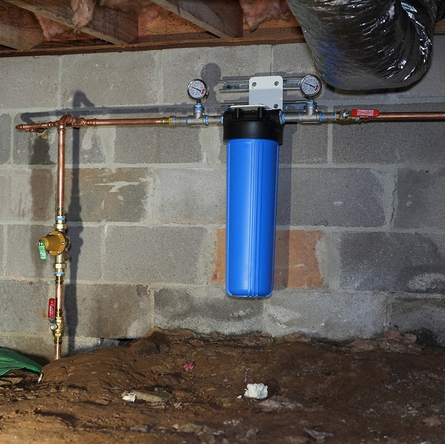 Water filtration system on the basement