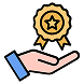 Illustration of an open hand holding a gold badge