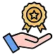 Illustration of an open hand holding a gold badge