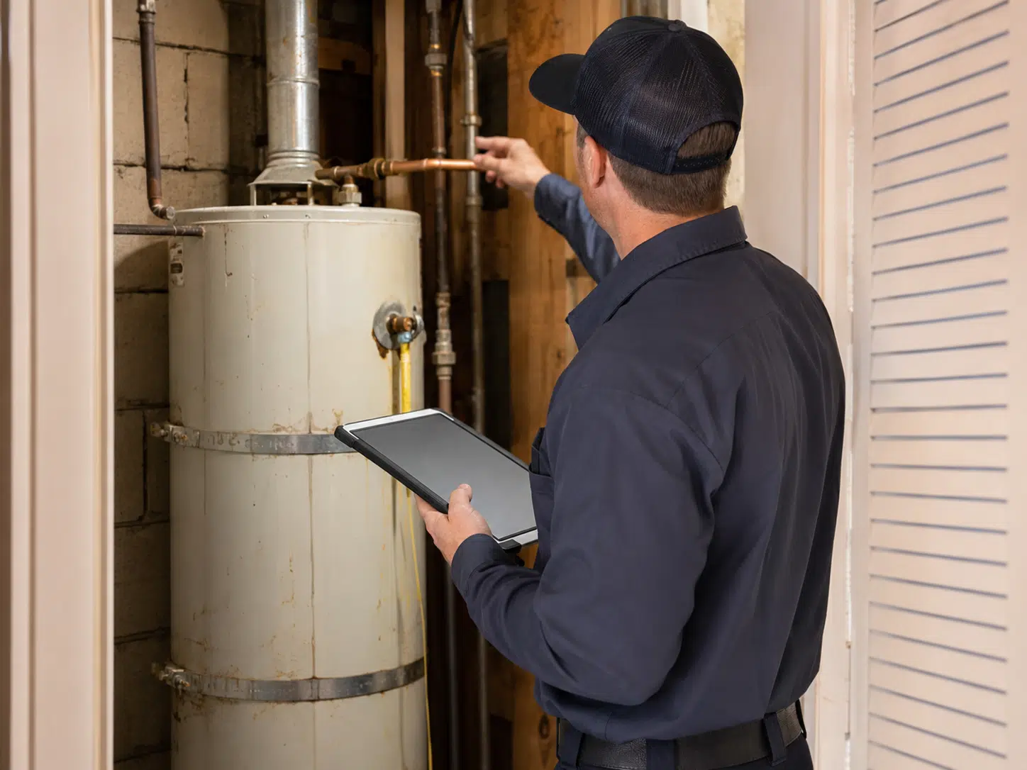 examining an older existing water heater