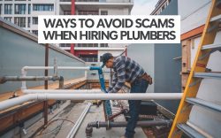 plumber working on pipes outdoors