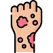 An arm with red patches, suggesting skin irritation or rash icon