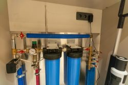 Water filter housing. Drinking Water System. Osmosis water purification filter for home use. healthy lifestyle. High quality photo