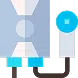 Flat-style icon of a tankless water heater unit in light blue and cyan tones.