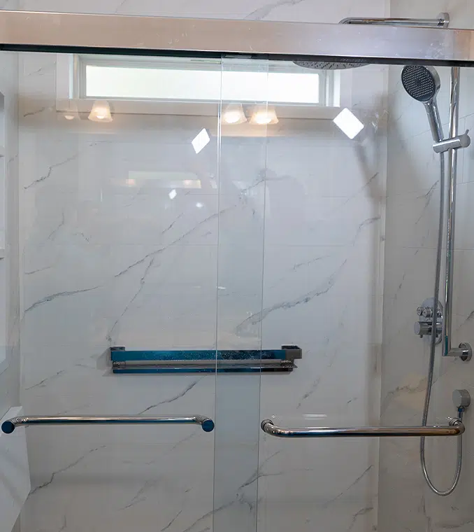 bathroom with glass door
