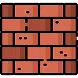 Icon of a brick wall with dark discoloration spots, illustrated in red and brown tones.
