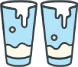 Icon of two blue glasses filled with white liquid