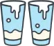 Icon of two blue glasses filled with white liquid