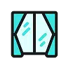 Icon of a window or glass panel with water streaks, representing white scale buildup on fixtures.