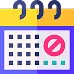 Illustration of a calendar with a red prohibition symbol on one date, indicating a blocked or restricted day.
