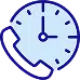 Blue outline icon of a telephone handset overlapping a clock, illustrating a concept related to scheduled or timed phone calls.